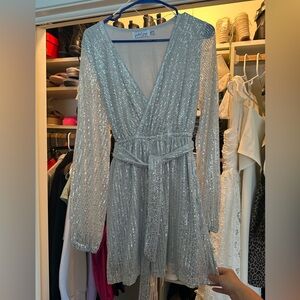 Petal and Pup Silver Sequins Dress Size 8